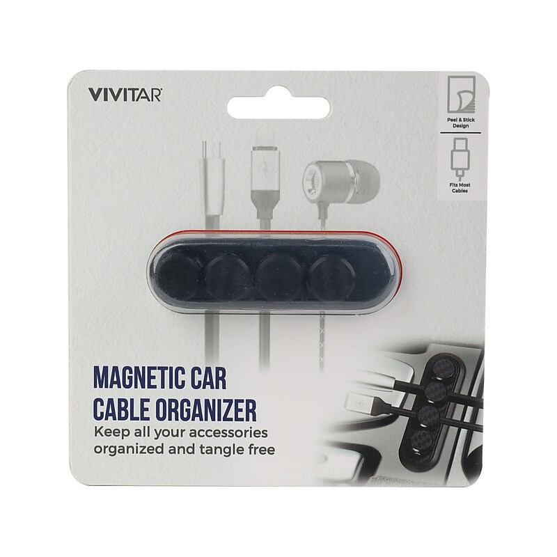 Vivatar Magnetic Car Cable Organizer, Black (QUB3600BLKT3524) image 1