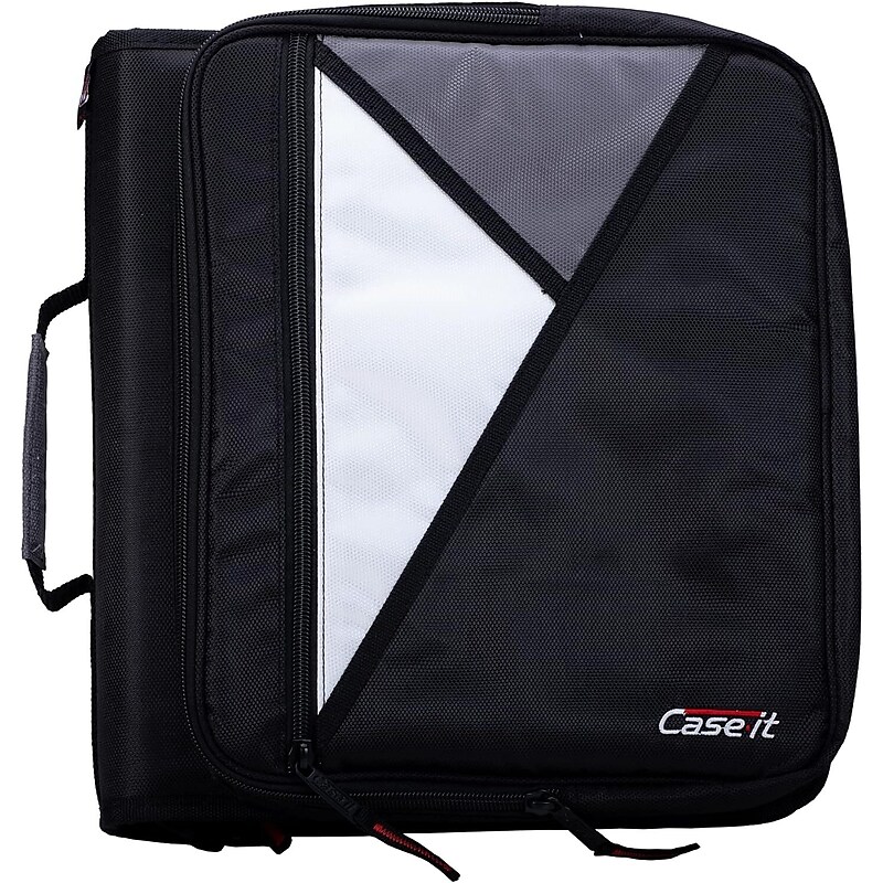Case It Universal 2" 3-Ring Zipper Binders, Black (LT-007-BLACK) image 1