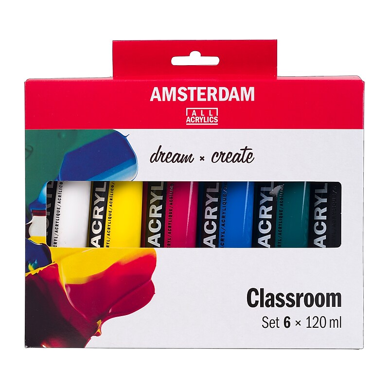 Amsterdam Classroom Acrylic Paint, Assorted Colors, 6/Pack (AMS17791906) image 1