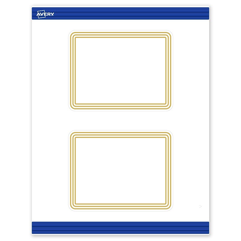 Avery Gold Multi-Lined Border Matte Blank Card, White, 20/Pack (S00-DHK) image 1