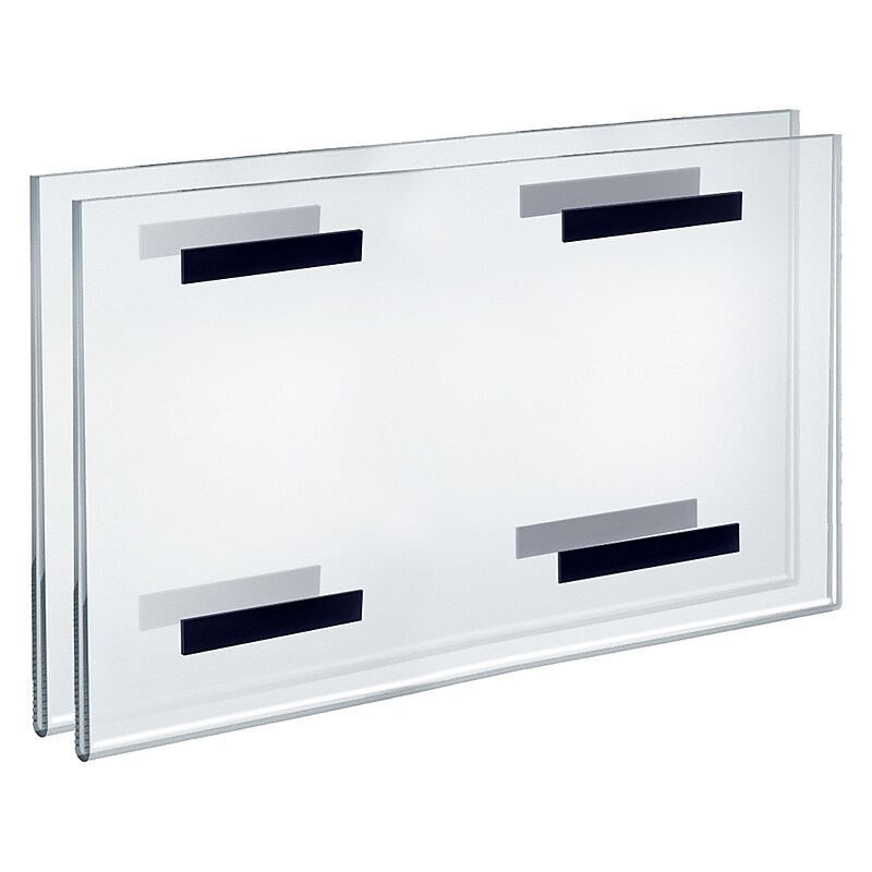 Azar Sign Holder, 11" x 17", Horizontal, Wall Mounted, Clear Acrylic, 2/Pack (129937-2PK) image 1