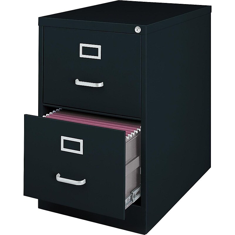Staples 2 File Drawers Vertical File Cabinet, Locking, Black, Legal, 26.5"D (13447D) image 1