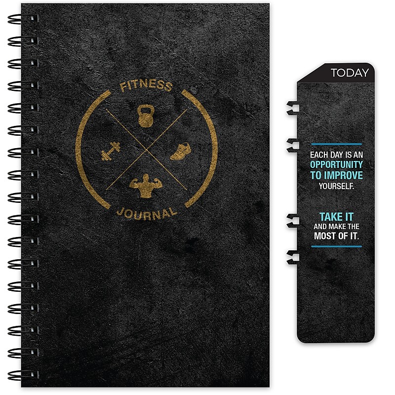 Global Printed Products 6" x 8.5" Fitness Planner, Black/Grungy Gold (GPP-0069-S) image 1