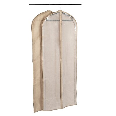 2-Pack Fabric Garment Bags - 42 Inch, Non-Woven, With Zipper & Clear Window, For Suit, Dress & Coat Storage