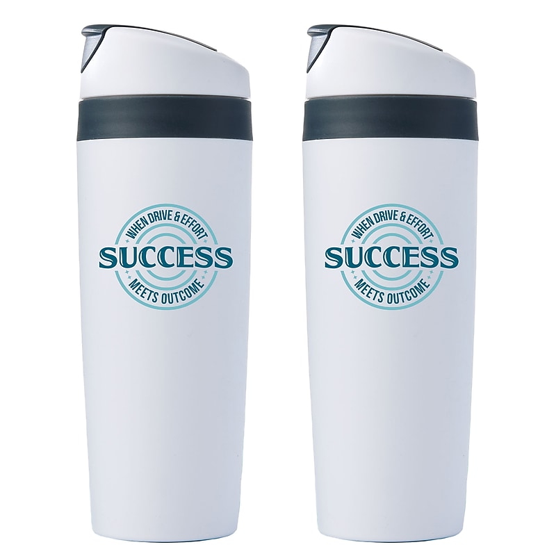 Baudville "Success, When Drive & Effort Meets Outcome" Plastic Double Wall Insulated, 16 oz., 2/Pack (1393267P231) image 1