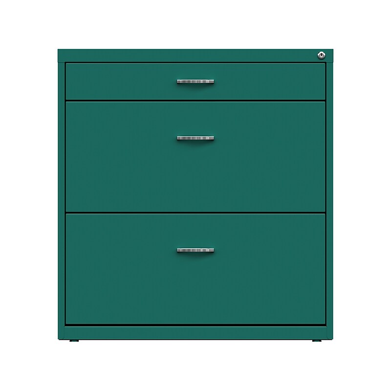 Space Solutions 3-Drawer Lateral File Cabinet, Letter/Legal Size, Lockable, 31.88"H x 30"W x 17.63"D, Teal (25074) image 1