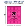 Avery Laser/Inkjet Square Multipurpose Labels, 1.5" x 1.5", Neon Magenta, 1600/Box (94106)~#|#~72D5E4DF-458F-4188-9E162E5ABE1E7E8B_sc7