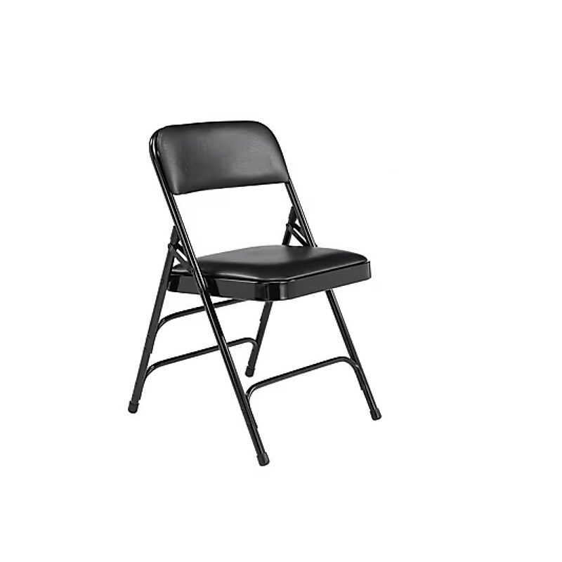 NPS 1300 Series Premium Vinyl Upholstered Triple Brace Double Hinge Folding Chair, Black, 100 Pack (1310/100) image 1