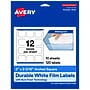 Avery Laser/Inkjet Square Waterproof Multipurpose Labels, 2.1875"  x 2", White, 120/Pack (94124)~#|#~72DC91A4-2488-43D3-B10BE0166EAD04D3_sc7