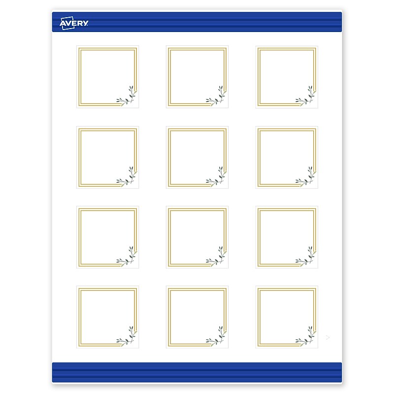 Avery Gold Double Border with Florals Matte Blank Card, White, 120/Pack (S00-DMX) image 1