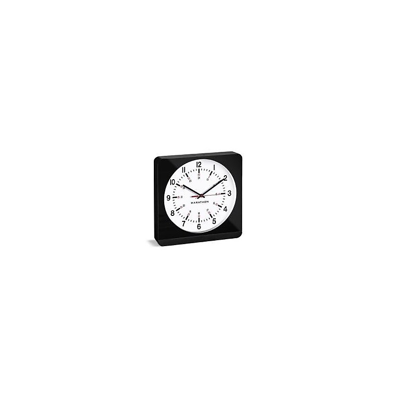 Marathon Large 12" Analog Clock, Black (CL030057BK-WH1) image 1