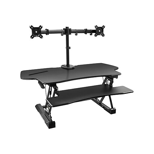MountIt! 47"W Manual Adjustable Standing Desk Converter with Dual Monitor Mount, Black (MI8052