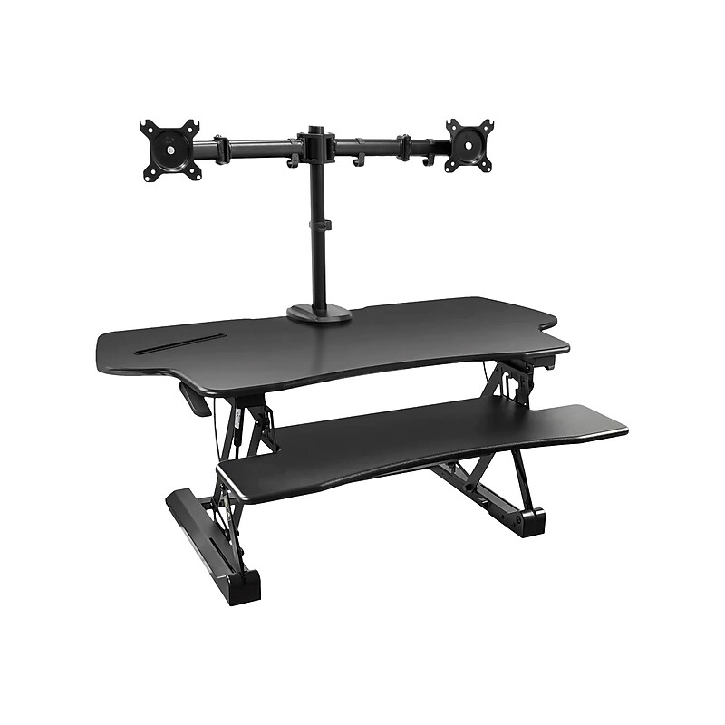 Mount-It! 47"W Manual Adjustable Standing Desk Converter with Dual Monitor Mount, Black (MI-8052) image 1