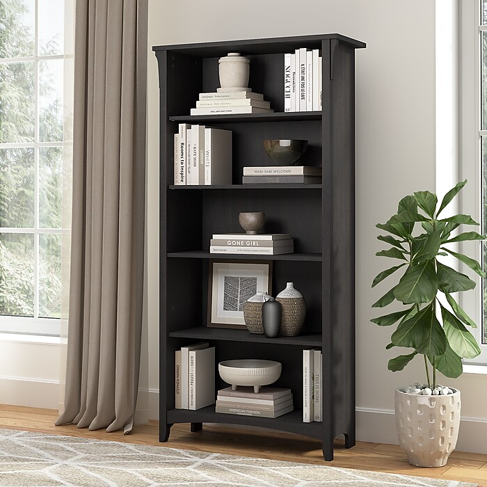 Bush Home Salinas Tall 5 Shelf Bookcase, Vintage Black (SAB132VB