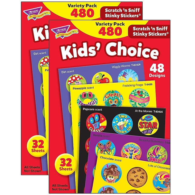 TREND Kids' Choice Stinky Stickers Variety Pack, Multicolored, 480/Pack, 2 Packs/Bundle (T-089-2) image 1