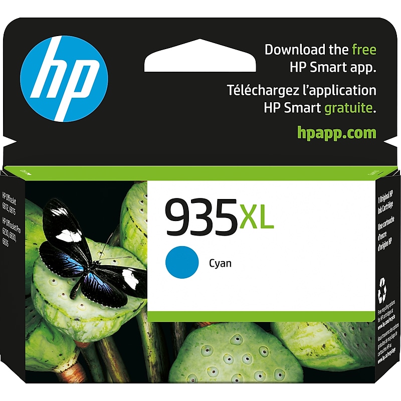 HP 935XL Cyan High Yield Ink Cartridge, Prints Up to 825 Pages (C2P24AN#140) image 1