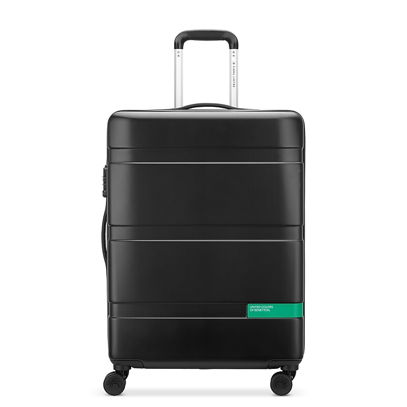 United Colors of Benetton x DELSEY PARIS Now! 23" Hardside Carry-On Luggage with Spinner Wheels, TSA Checkpoint Friendly, Black image 1