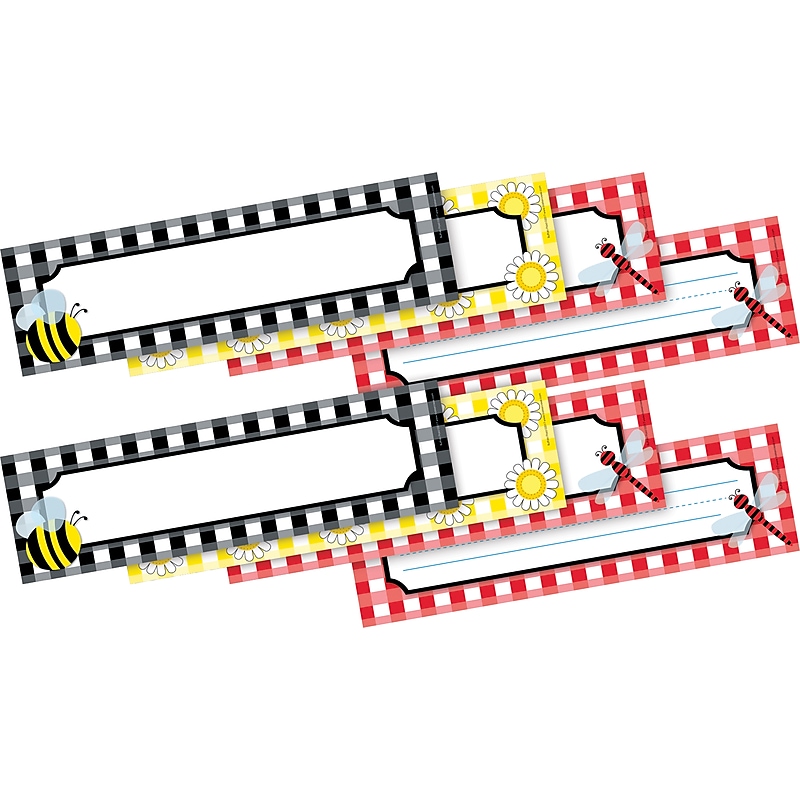 Barker Creek Buffalo Plaid School Name Plates, 12" x 3.5", 72/Set (BC3809) image 1