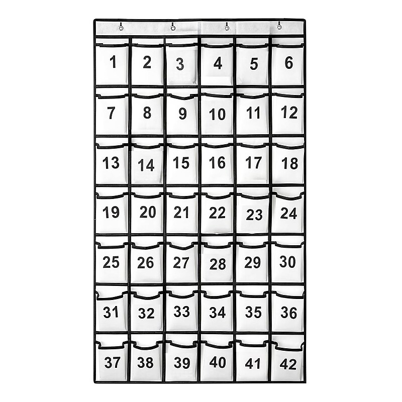 Kore Design Non-Woven Fabric Hanging Classroom Cell Phone Organizer, 43.8" x 25.7" x 0.5", White (KD-PS4252) image 1