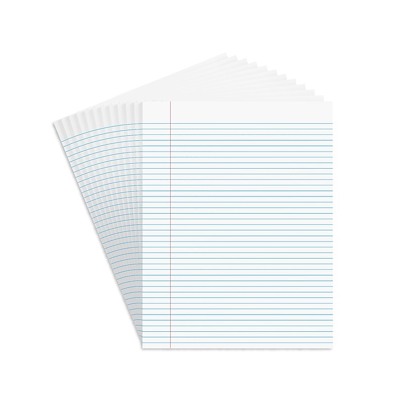 Staples Notepads, 8.5" x 11" (US letter), Narrow Ruled, White, 50 Sheets/Pad, Dozen Pads/Pack (ST57420) image 1