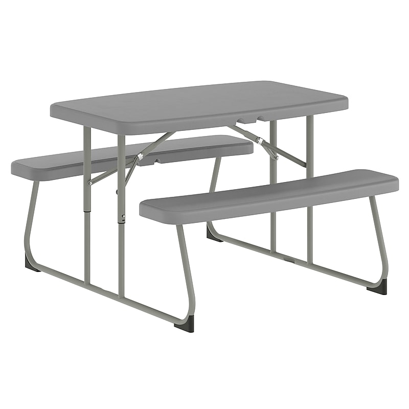 Flash Furniture Paige Rectangular Folding Kids Picnic Table and Benches, 32.625" x  37.5", Gray (RBEBB2432FD2GY) image 1