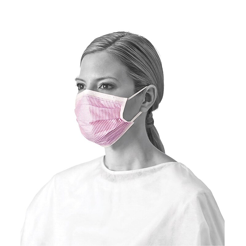 Medline Disposable ASTM Level 3 Procedure Face Masks with Earloop, Purple/White, 300/Carton (NON27712EL) image 1