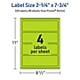 Avery Printable Rectangle Multipurpose Labels, 2.25" x 7.75", Bright Green, 320/Box (94244)~#|#~7332455E-FEDD-4D37-8E2F9EC989377FD2_sc7