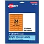 Avery Laser/Inkjet Multipurpose Rectangle Labels, 1" x 2.5", Bright Orange, 480/Pack (94221)~#|#~7333A93F-945B-49AF-9F5CF520069AAFA8_sc7