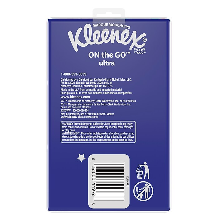 Kleenex Facial Tissue, 3-ply, 10 Tissues/Box, 3 Boxes/Pack (11976