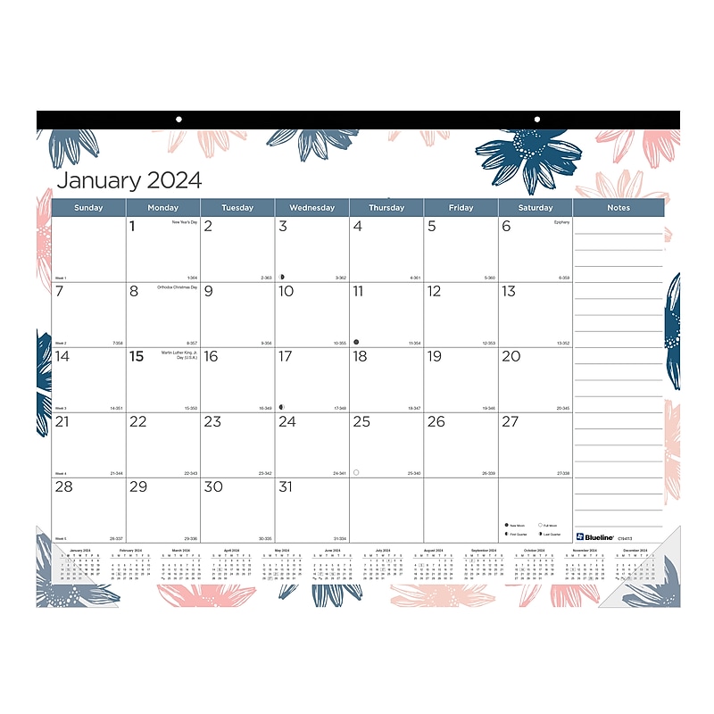 2024 Blueline Passion 22" x 17" Monthly Desk Pad Calendar (C194113) image 1