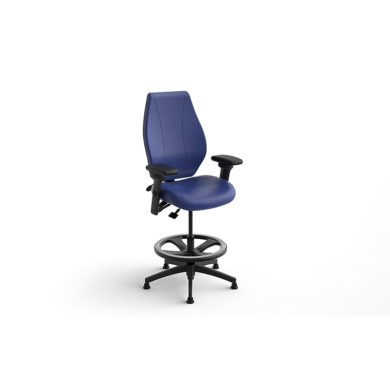 healtHcentric airCentric H2S Frixion Lab Stool with Backrest and Footrest with Lumbar Support, Bright Blue image 1