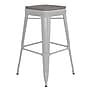 Flash Furniture Kai Indoor-Outdoor Backless Bar Height Stool, White with Gray Seat (CH3132030WHPL2G)~#|#~7340E437-4938-46AF-843554554B46A1B7_sc7