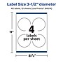 Avery Laser/Inkjet Circle  Waterproof Multipurpose Labels, 3.5"  Dia, White, 40/Pack (94514)~#|#~7341B172-1059-4CAA-A128D05882470CDF_sc7