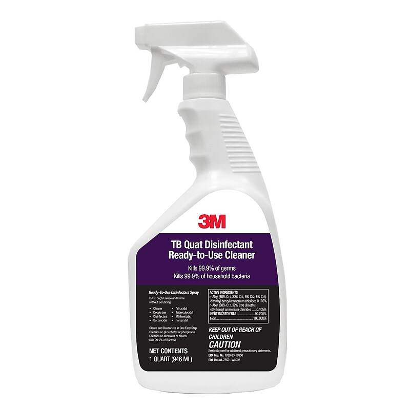 3M TG Quat All-Purpose Cleaners & Spray Disinfectant, Lemon Scent, 32 oz. (1027PC) image 1