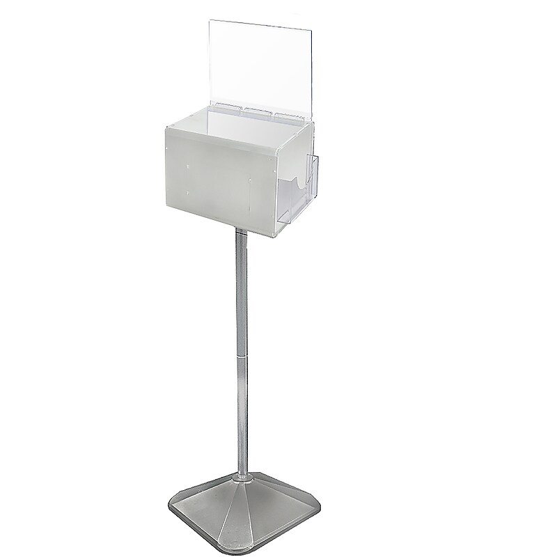 Azar Displays Extra Large Lottery Box with Pocket, Lock and Keys on Pedestal. Color: White (206303) image 1