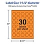 Avery Laser/Inkjet Multipurpose Circle Labels, 1.25" Dia., Bright Orange, 1200/Pack (94505)~#|#~73676F6E-DF2E-460A-AD7A4DBBE28DFF3B_sc7
