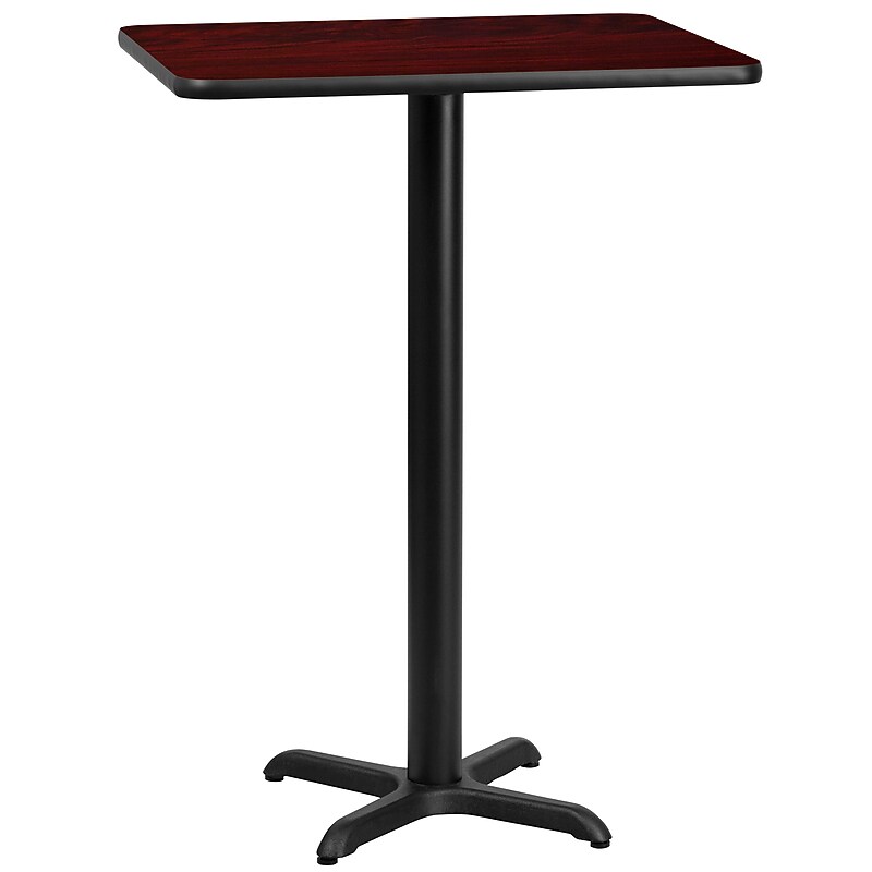 Flash Furniture Laminate Table Top with 22'' x 22'' Bar-Height Table Base, 24'' x 30'', Mahogany (XUMA2430T2222B) image 1