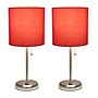 Creekwood Home Oslo Duo 19.5" LED Table Lamp with USB Port, Brushed Steel/Red Shade, 2/Set (CWT-2012-RE-2PK)~#|#~736A835D-1497-4C89-A0DDBF4AC4AEA572_sc7