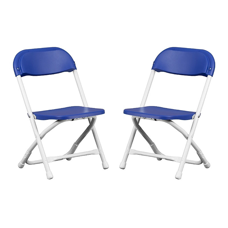 Flash Furniture Plastic Kids Folding Chair, Blue, 2 Pieces (2YKIDBL) image 1