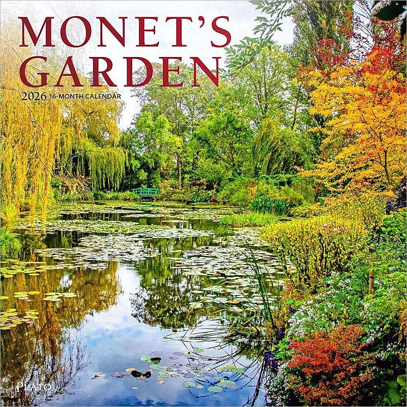 2026 Plato Monet's Garden 12" x 12" Monthly Wall Calendar (9798330706877) image 1