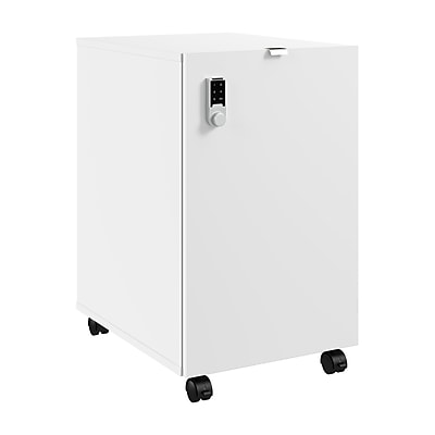 Bush Business Furniture Assure Mobile File Cabinet, Letter/Legal Size, Lockable, 26"H x 16"W x 20"D, White (AUS216WHSU)