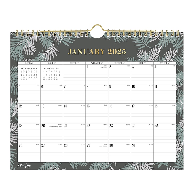2025 Blue Sky Lolani 11" x 8.75" Monthly Wall Calendar, Gray/Green (147978) image 1