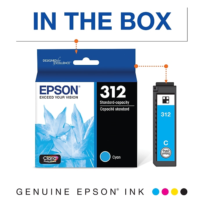 Epson T312 Cyan Ink Cartridge, Standard Yield | Staples