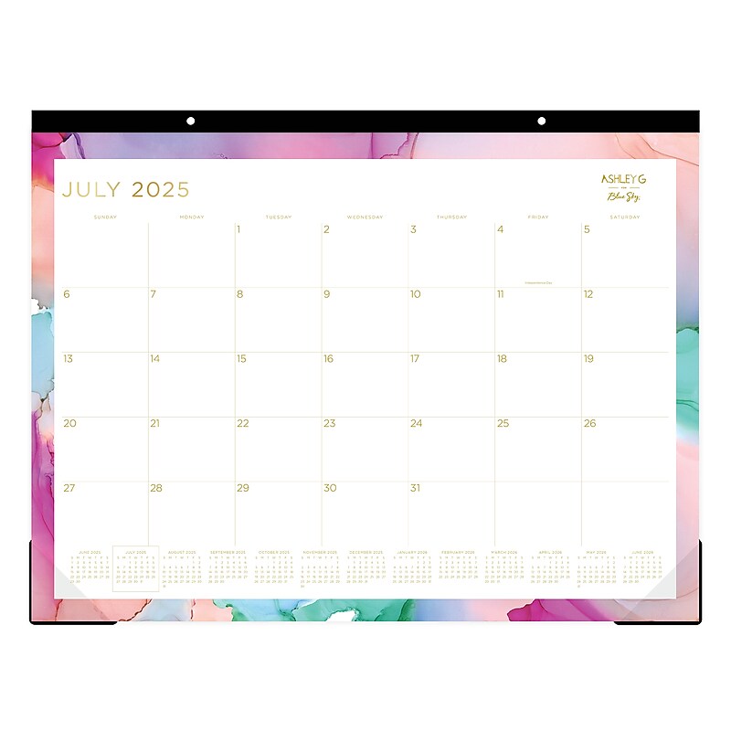 2025-2026 Blue Sky Ashley G 22" x 17" Academic Monthly Desk Pad Calendar (148668-A26) image 1