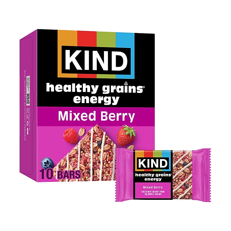KIND Healthy Grains Gluten Free Mixed Berry Energy Bar, 1.4 oz., 10 Bars/Box (67073) image 1