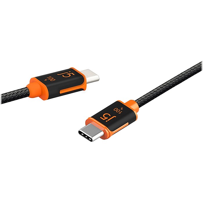 j5create 5.9' USB C to USB C Power Cable, Male to Male, Black