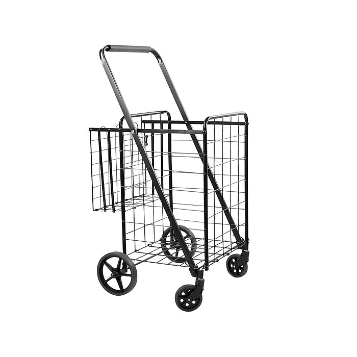 Mount-It! Rolling Utility Shopping Cart with Double Basket, 66 Lbs