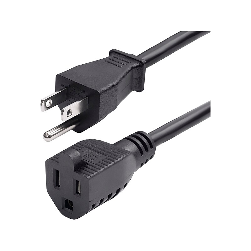 StarTech 10' NEMA 5-15P to NEMA 5-15R Power Cable, Male to Female, Black (231A-8A00-POWER-CORD) image 1