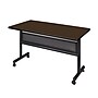 Regency Kobe Flip Top 48"W x 30"D Rectangular Training Room Table, Laminate, With Wheels, Neo Walnut (MKFTM4830NW)~#|#~73C79C9F-D4A4-4973-B074CA3D227D7538_sc7