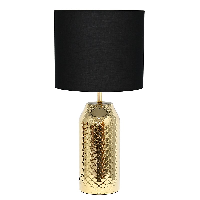 Simple Designs Whimsical Wave 23.75" LED Table Lamp, Gold Base/Black Shade (LT2124-GLD) image 1